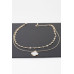 Double Stone Clover Charm Necklace - Designer Style - CC-WH2001223