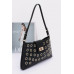 Faux Leather Eyelet Studded Shoulder Bag - CC-WH2002080