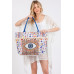 Evil Eye Boho Print Pom Pom Fringe Tote Bag - CC-WH2002202