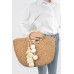 Woven Cotton Wood Handle Tote Bag - CC-WH2002219