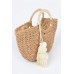 Woven Cotton Wood Handle Tote Bag - CC-WH2002219