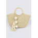 Woven Cotton Wood Handle Tote Bag - CC-WH2002219