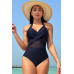 Color Block Halter Cross Lace One Piece Swimsuit - CC-WH3000048