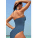 Color Block Halter Cross Lace One Piece Swimsuit - CC-WH3000048