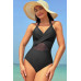 Color Block Halter Cross Lace One Piece Swimsuit - CC-WH3000048