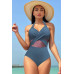 Color Block Halter Cross Lace One Piece Swimsuit - CC-WH3000048