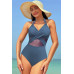 Color Block Halter Cross Lace One Piece Swimsuit - CC-WH3000048