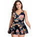 Plus Size Solid Ruffle V Neck Fit Swimsuits - CC-WH3000049