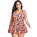 Plus Size Solid Ruffle V Neck Fit Swimsuits - CC-WH3000049