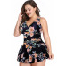 Plus Size Solid Ruffle V Neck Fit Swimsuits - CC-WH3000049