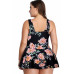 Plus Size Solid Ruffle V Neck Fit Swimsuits - CC-WH3000049