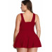 Plus Size Solid Ruffle V Neck Fit Swimsuits - CC-WH3000049