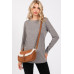 Fleece Trimmed Solid Crossbodybag Adjustable Strap - CC-WH2002369