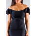 Convertible Off Shoulder Ruffle Sleeve Bodycon Mini Dress