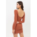 U Neck Of Front And Back Side, Basic Rib Dress With Long Sleeve
