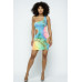 One Shoulder Two Side Cut Off Mini Dress W/mask
