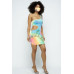 One Shoulder Two Side Cut Off Mini Dress W/mask