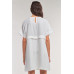 Off-white Short Sleeve Relaxed Fit Draw String Tie Waist Detail Mini Dress