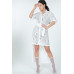 Belted Hi Low Placket Lace Shirt Dress