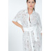 Belted Hi Low Placket Lace Shirt Dress