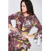 Cascade Ruffle Sleeve Frill Tiered Bottom Print Midi Dress
