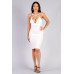 Sexy Spaghetti Strap Crossover Front Velvet Bodycon Dress