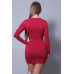 Sexy & Chic Long Sleeve Square Neck Ruching Tie Basic Dress