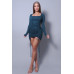 Sexy & Chic Long Sleeve Square Neck Ruching Tie Basic Dress