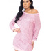 Sequin Wide Neck Boxy Mini Dress