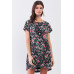 Black Multicolor Floral Print Pleated Back Detail Relaxed Mini Dress