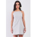 Light Grey Cotton Sleeveless Back Criss Cross Straps Square Neck Side Pockets Apron Mini Dress