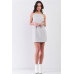 Light Grey Cotton Sleeveless Back Criss Cross Straps Square Neck Side Pockets Apron Mini Dress