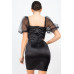 Lace Sleeves Back Zipped Mini Dress
