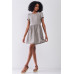 Silver Grey Floral Embroidery Round Neck Short Sleeve Mini Dress