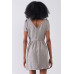 Silver Grey Floral Embroidery Round Neck Short Sleeve Mini Dress
