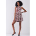 Burgundy & White Floral Crew Neck Sleeveless Fitted Mini Dress