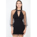 Pearl Trim Mesh Bodycon Dress