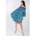 Puffy Ruffle Sleeve Smocking Off Shoulder Print Midi Dress
