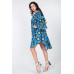 Puffy Ruffle Sleeve Smocking Off Shoulder Print Midi Dress