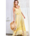 Adjustable Shoulder Strap Button Down Waist Elastic Bottom Contrast Lace Maxi Dress