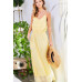 Adjustable Shoulder Strap Button Down Waist Elastic Bottom Contrast Lace Maxi Dress
