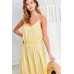Adjustable Shoulder Strap Button Down Waist Elastic Bottom Contrast Lace Maxi Dress