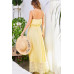 Adjustable Shoulder Strap Button Down Waist Elastic Bottom Contrast Lace Maxi Dress