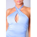 Halter Crossover Front Ruched Mini Dress