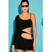 One Shoulder Waist Tie Mini Dress