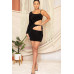 One Shoulder Waist Tie Mini Dress