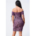 Leopard Print Off Shoulder Shirring Bodycon Dress