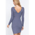 Long Slv V-neck Sweater Mini Dress