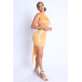 Foil Asymmetric Sleeve And Cut Out Midi Dress