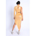 Foil Asymmetric Sleeve And Cut Out Midi Dress